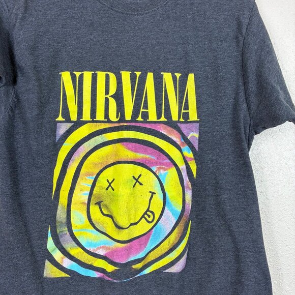 Nirvana Graphic Print Band Tee Gray Size Large Grunge - Picture 2 of 6